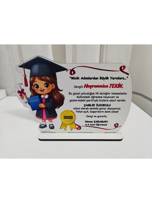 Mezuniyet Plaket Kız Çocuk Figürü Baskılı