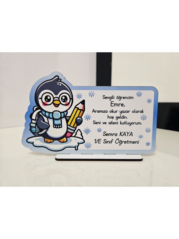 Okumaya Başladım Baskılı Plaket - Penguen…