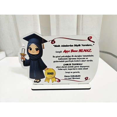Mezuniyet Plaket Tesettürlü Kız Figürü Baskılı …